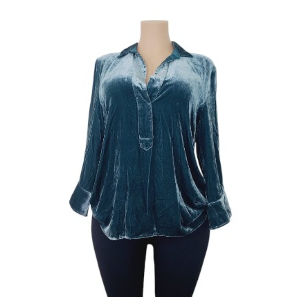 Sundance Women's Metallic Blue Vita Beaded Silk Pullover Tunic Top‎ Size M